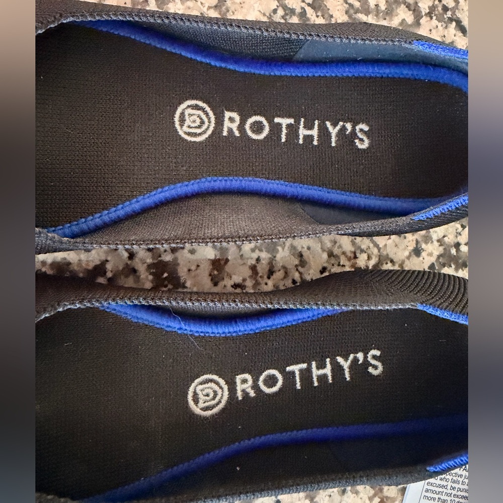 Rothy's Black Flats with Blue Trim - Picture 2 of 4